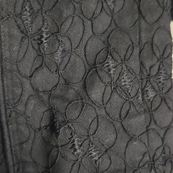 Vintage ANNE KLEIN Black Denim Embroidered Jacket Size 12 - Picture 3 of 5